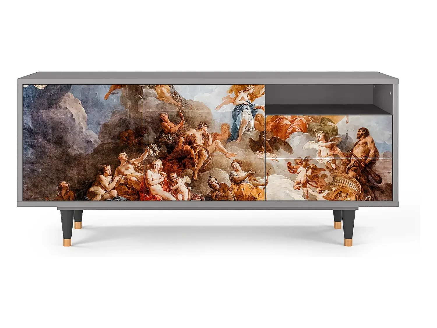 Móvel De Tv| Mueble de TV - 125х56х41 cm - T7 - Versailles, Cinza Cinzento
