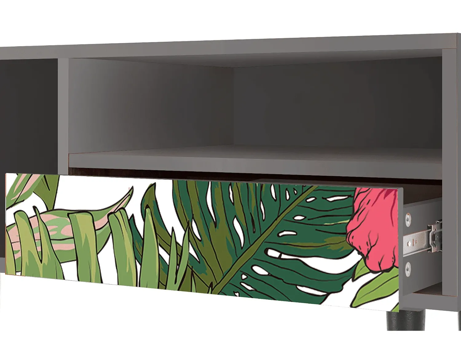 Best Mueble de TV - 115х59х48 cm - T3 - Verdant Tropics, Cinza Cinzento