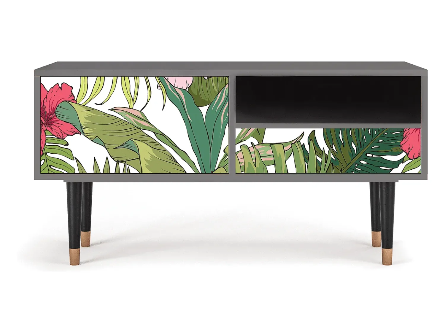Best Mueble de TV - 115х59х48 cm - T3 - Verdant Tropics, Cinza Cinzento
