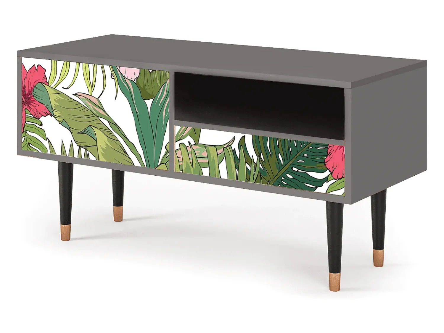 Best Mueble de TV - 115х59х48 cm - T3 - Verdant Tropics, Cinza Cinzento