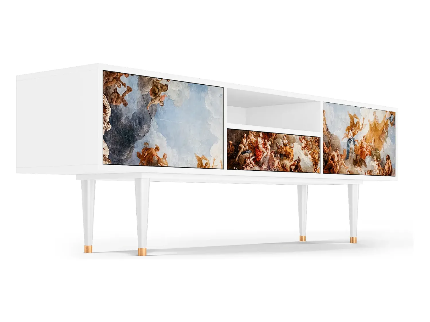 Móvel De Tv* Mueble de TV - 170х59х41 cm - T6 - Versailles, Branco Bege