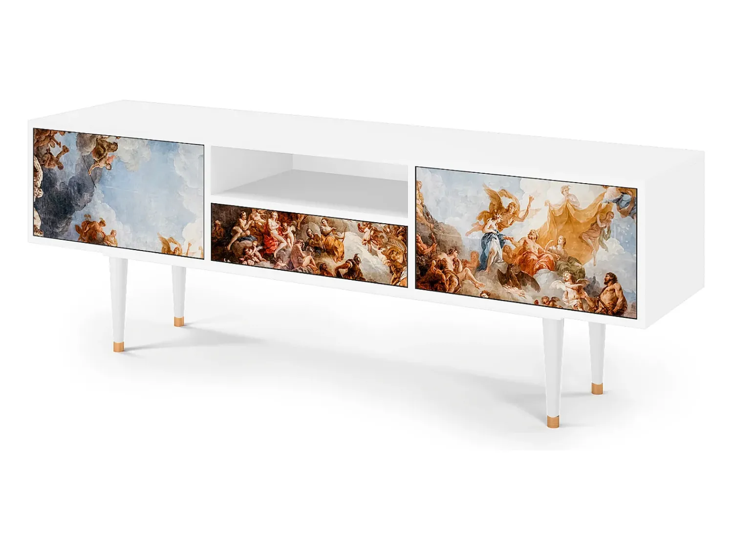 Móvel De Tv* Mueble de TV - 170х59х41 cm - T6 - Versailles, Branco Bege