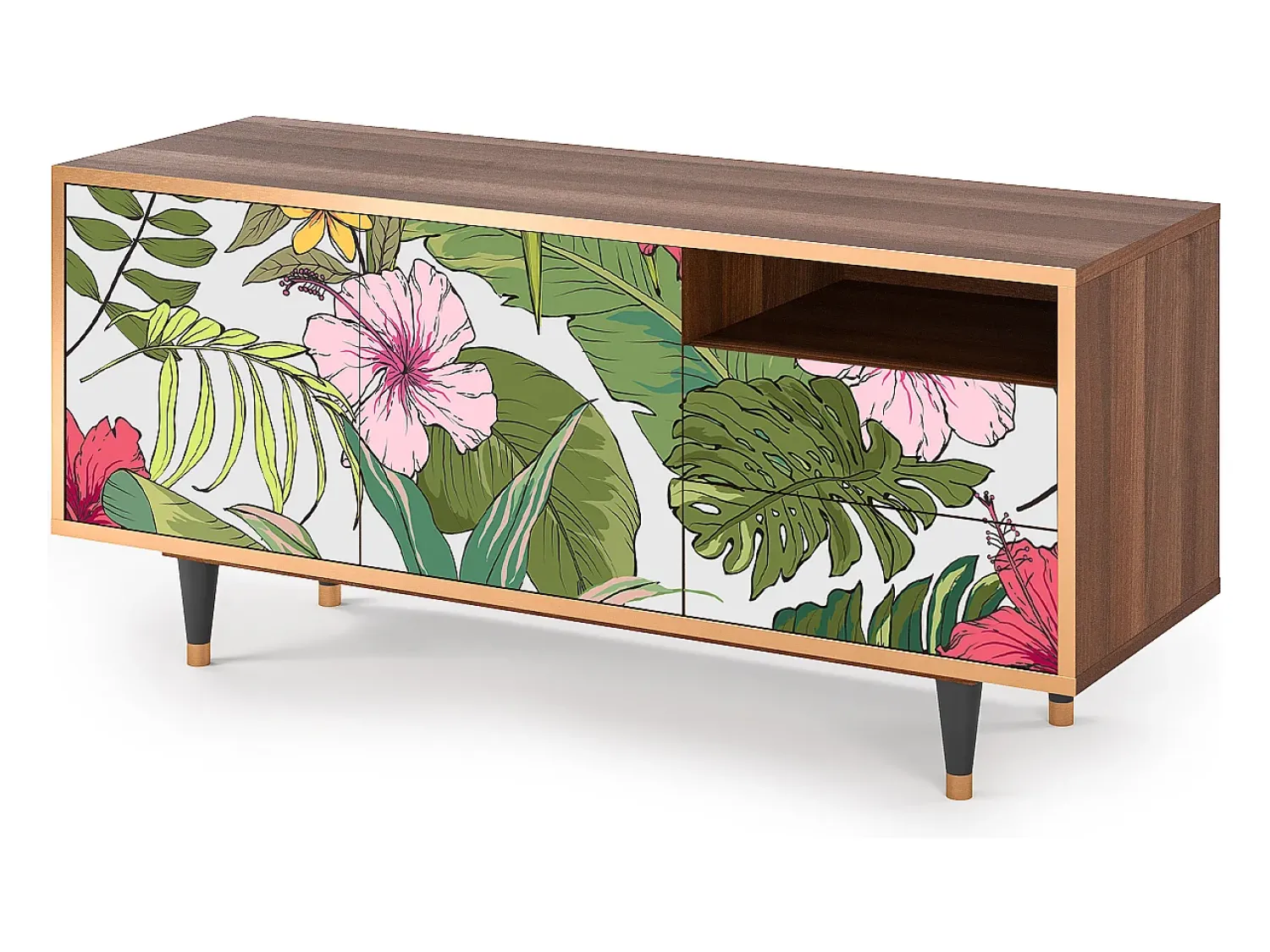 Mueble de TV - 125х56х41 cm - T7 - Verdant Tropics, Nogueira^ Móvel De Tv