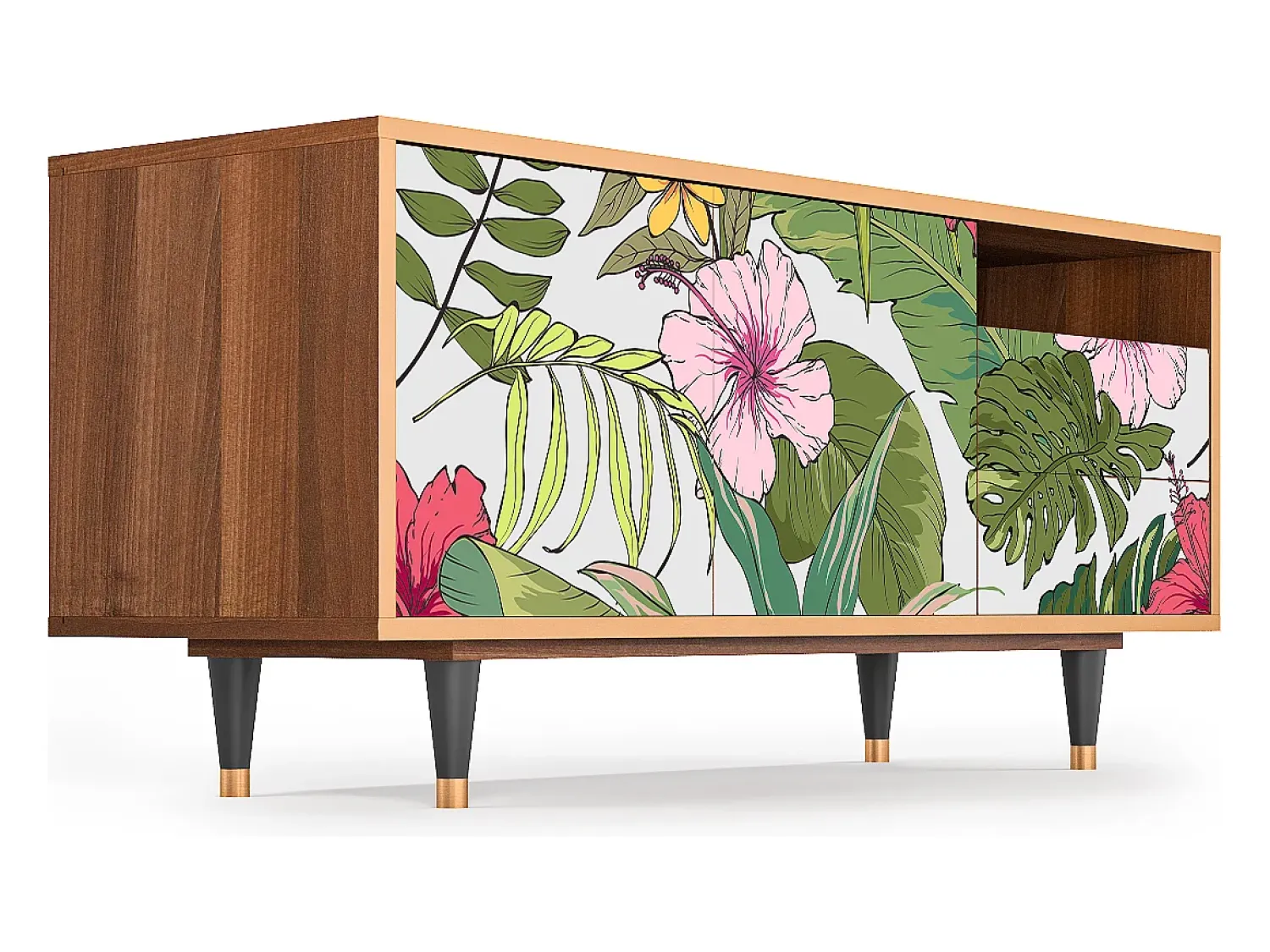 Mueble de TV - 125х56х41 cm - T7 - Verdant Tropics, Nogueira^ Móvel De Tv