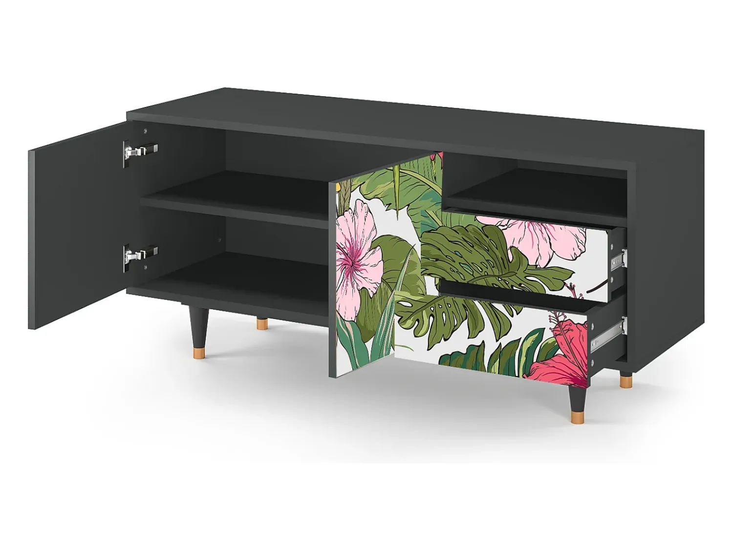 Mueble de TV - 125х56х41 cm - T7 - Verdant Tropics, Antracite^ Móvel De Tv