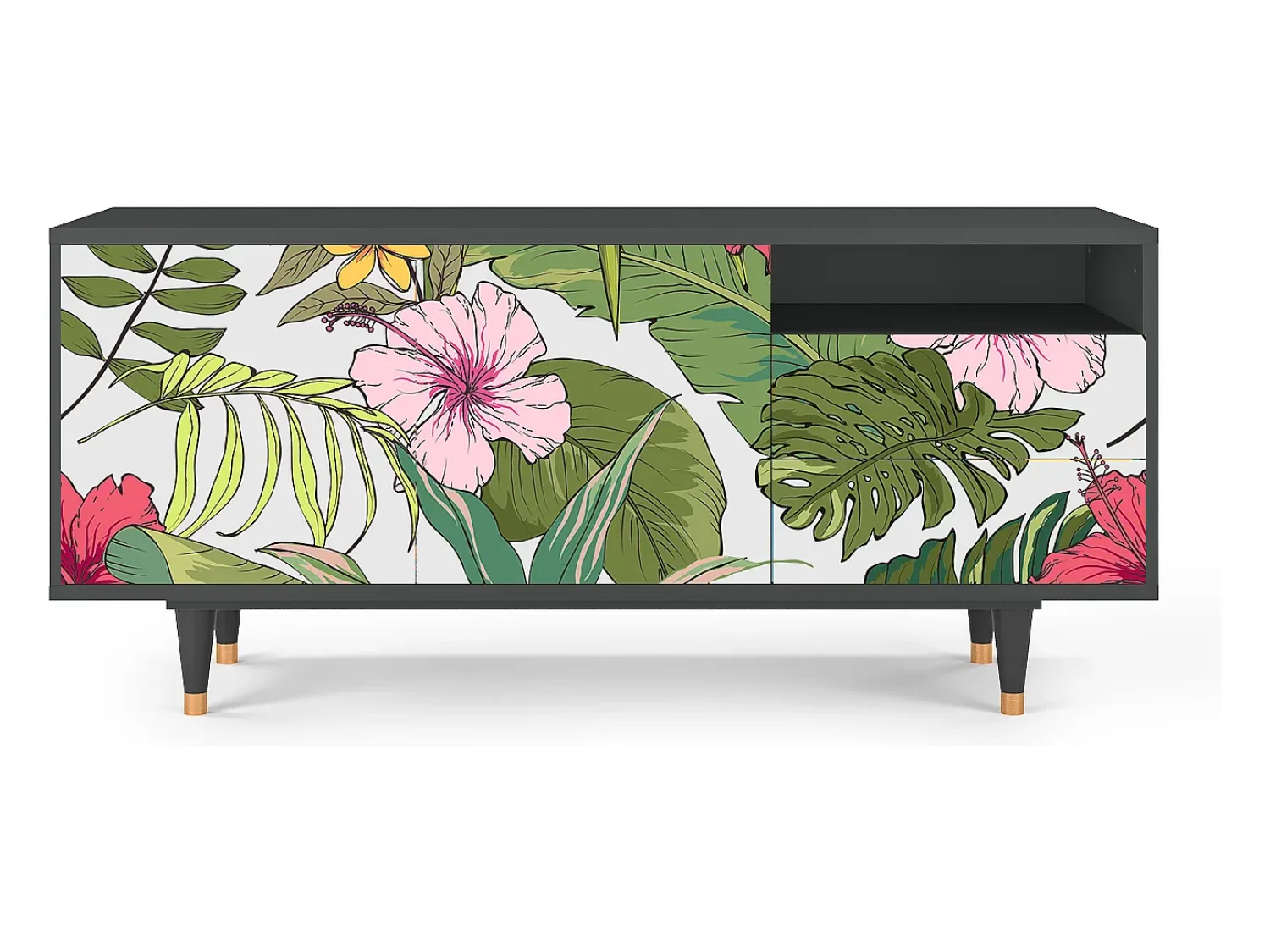 Mueble de TV - 125х56х41 cm - T7 - Verdant Tropics, Antracite^ Móvel De Tv