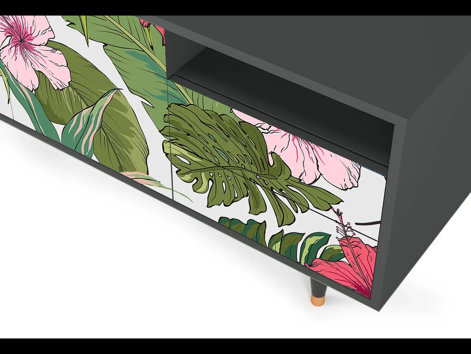 Mueble de TV - 125х56х41 cm - T7 - Verdant Tropics, Antracite^ Móvel De Tv