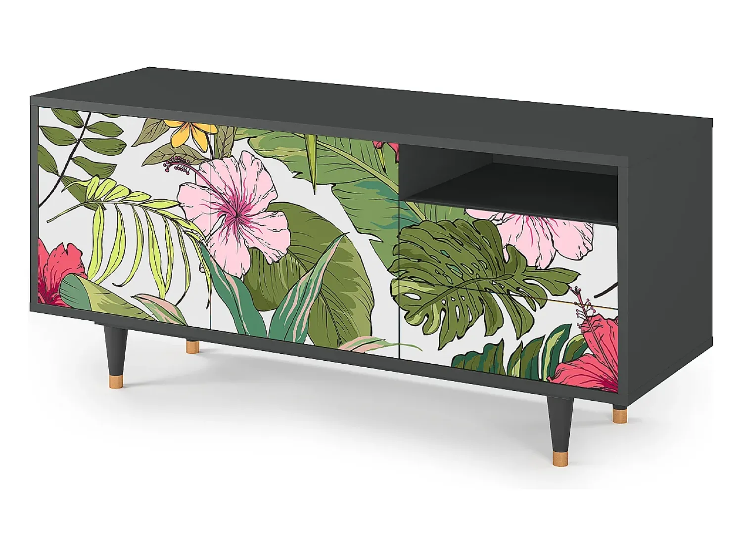 Mueble de TV - 125х56х41 cm - T7 - Verdant Tropics, Antracite^ Móvel De Tv