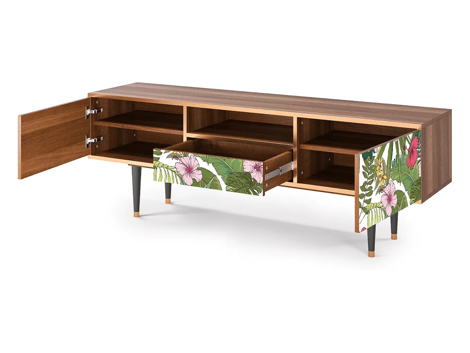 Outlet Mueble de TV - 170х59х41 cm - T6 - Verdant Tropics, Nogueira Castanho