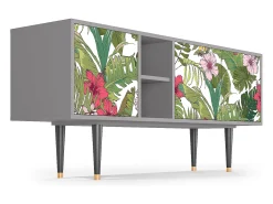 Móvel De Tv* Mueble de TV - 150х69х41 cm - T5 - Verdant Tropics, Cinza Cinzento