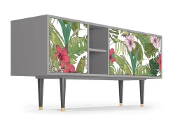 Móvel De Tv* Mueble de TV - 150х69х41 cm - T5 - Verdant Tropics, Cinza Cinzento