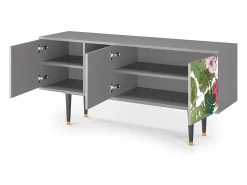Móvel De Tv* Mueble de TV - 150х69х41 cm - T5 - Verdant Tropics, Cinza Cinzento