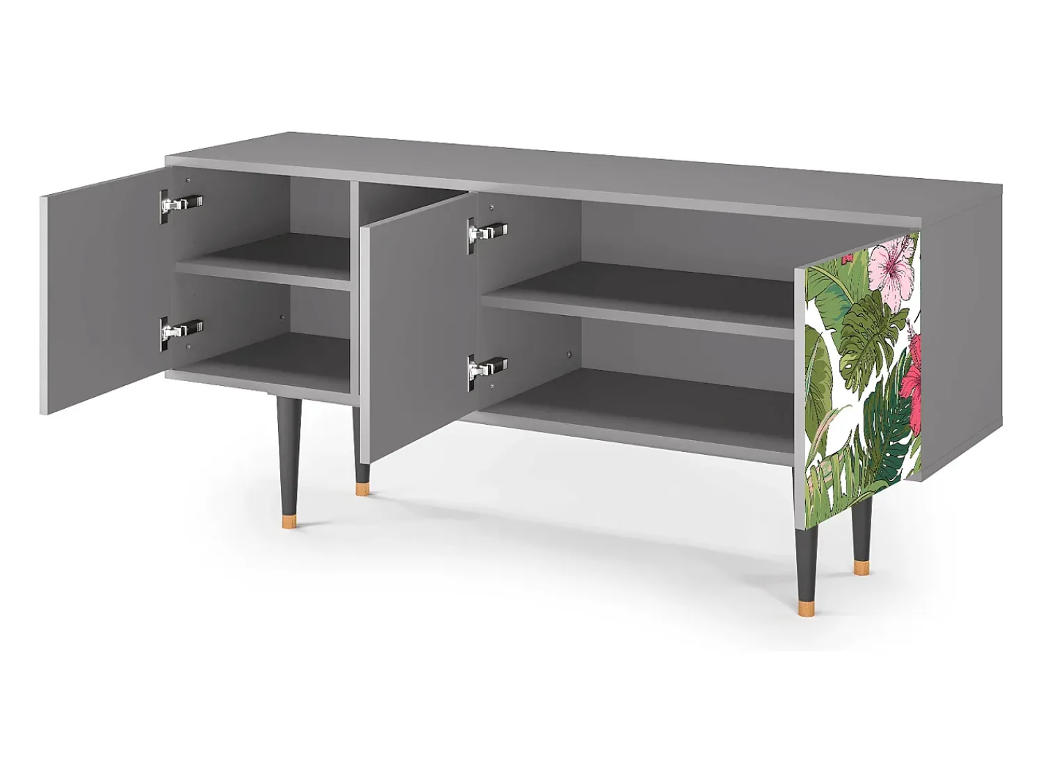Móvel De Tv* Mueble de TV - 150х69х41 cm - T5 - Verdant Tropics, Cinza Cinzento