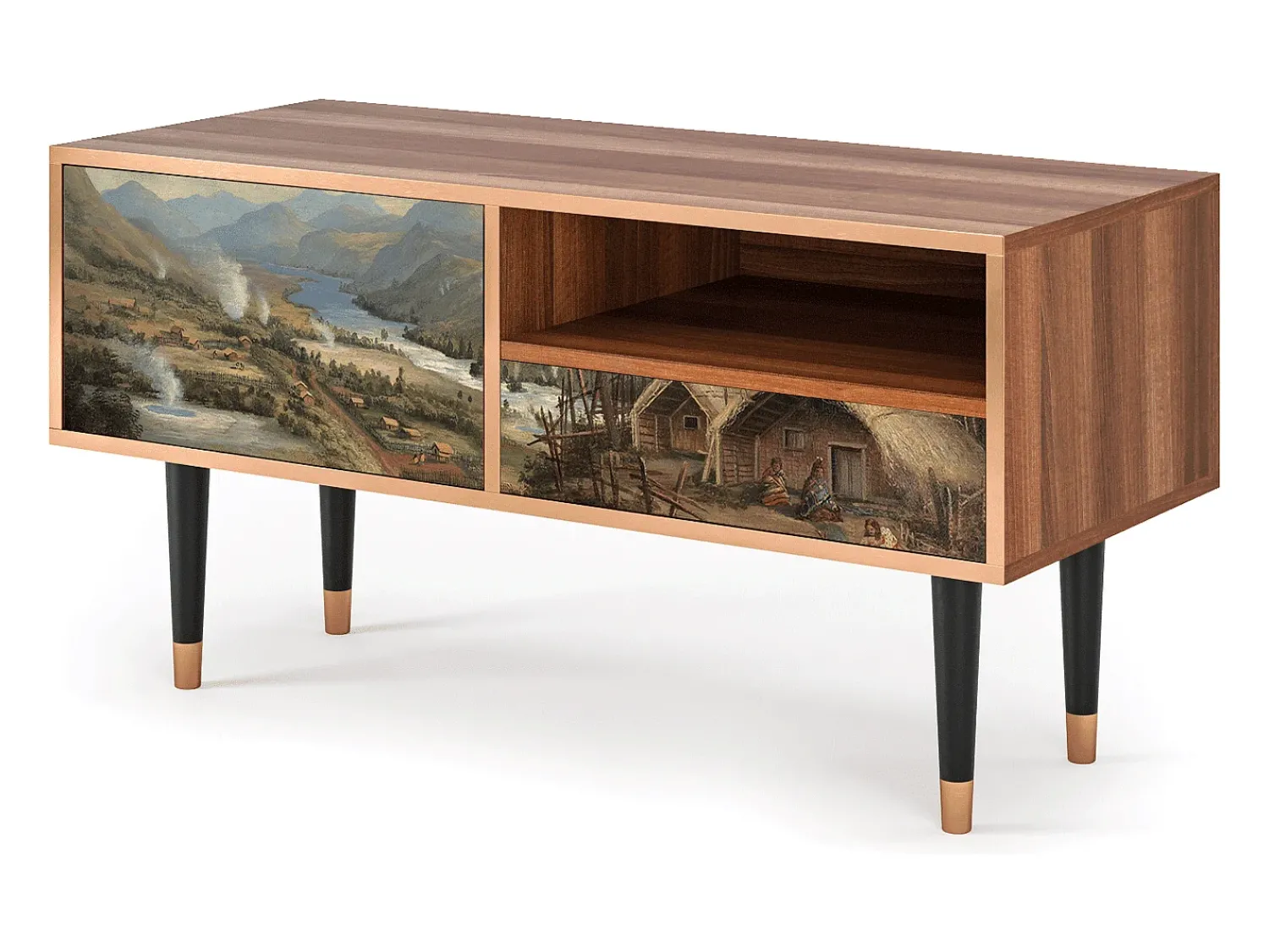 Mueble de TV - 115х59х48 cm - T3 - View Across the Plains , Nogueira^ Móvel De Tv