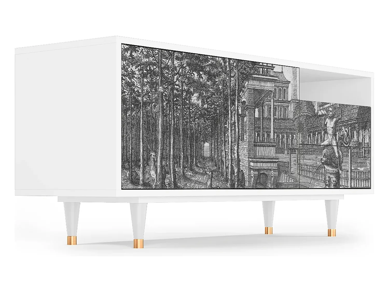 Móvel De Tv| Mueble de TV - 125х56х41 cm - T7 - View of the Piazza, Branco Bege