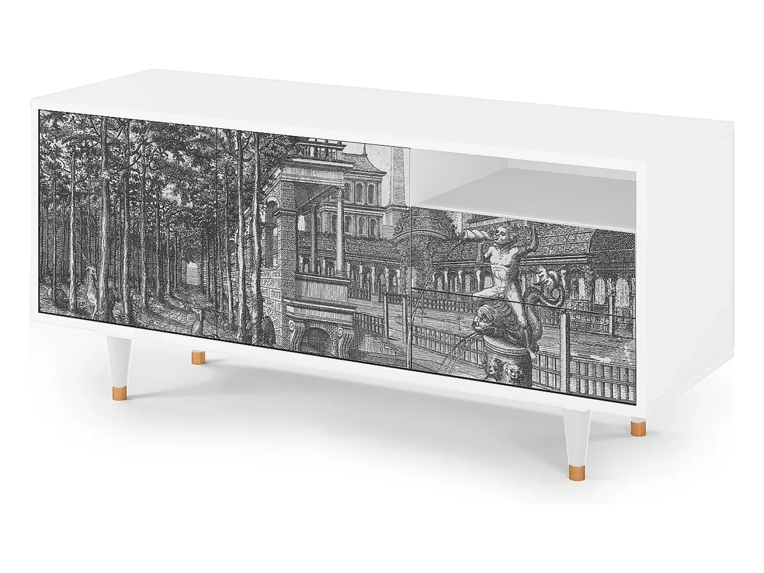 Móvel De Tv| Mueble de TV - 125х56х41 cm - T7 - View of the Piazza, Branco Bege