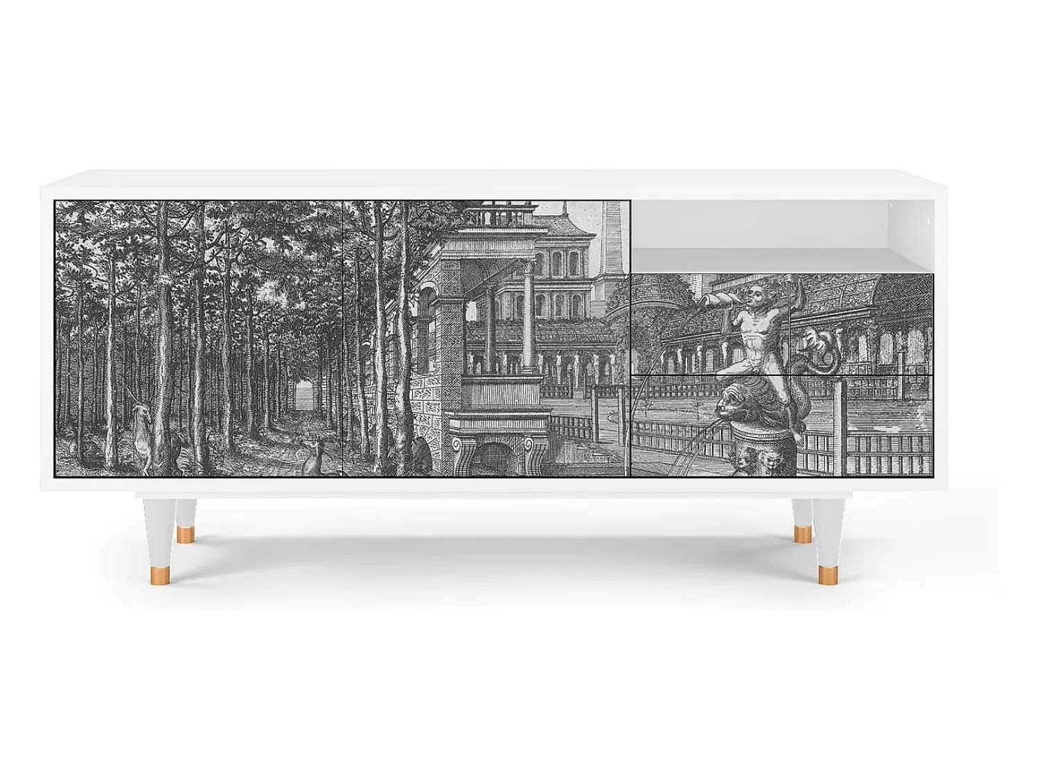 Móvel De Tv| Mueble de TV - 125х56х41 cm - T7 - View of the Piazza, Branco Bege