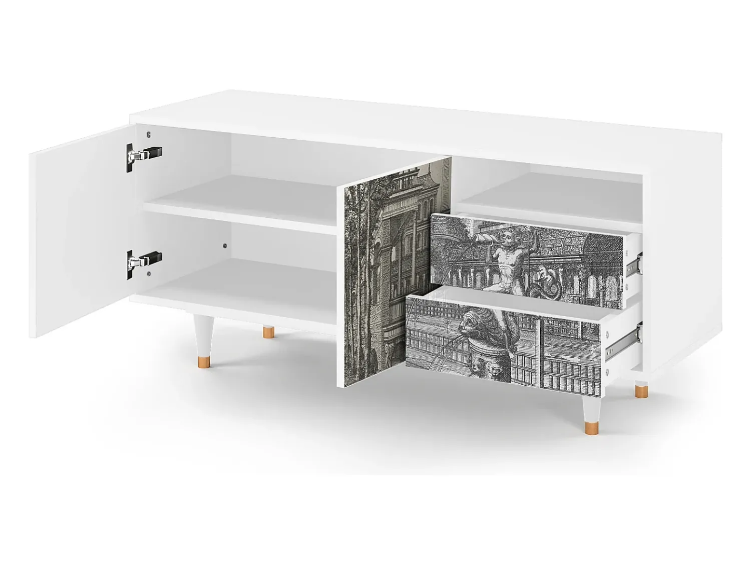 Móvel De Tv| Mueble de TV - 125х56х41 cm - T7 - View of the Piazza, Branco Bege