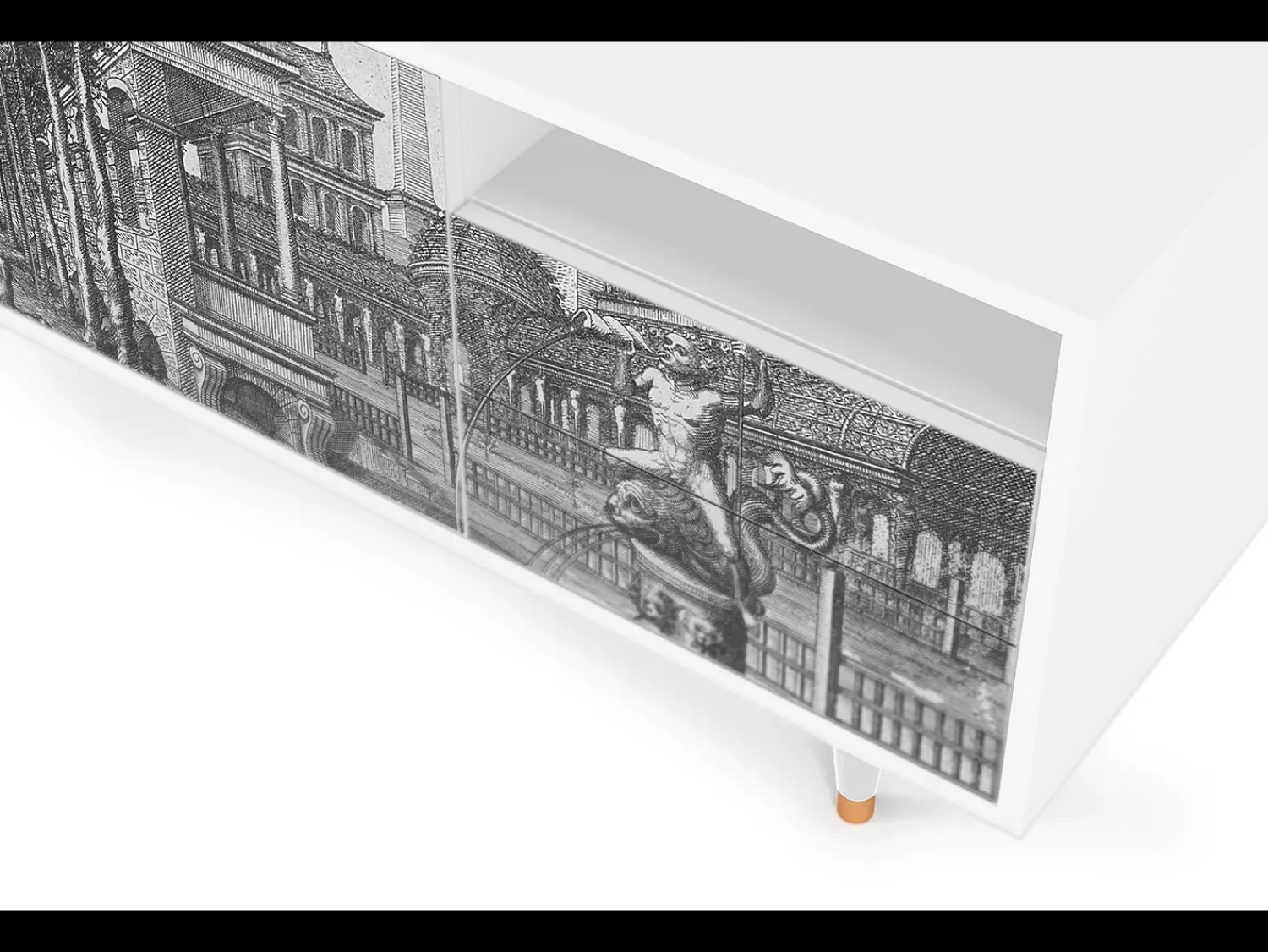Móvel De Tv| Mueble de TV - 125х56х41 cm - T7 - View of the Piazza, Branco Bege