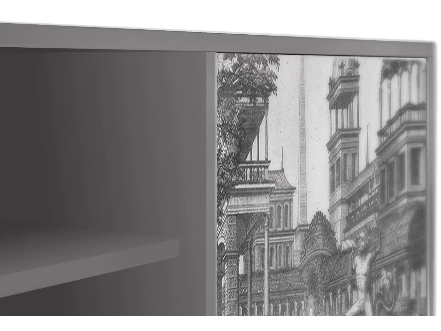 Discount Mueble de TV - 170х69х48 cm - T2 - View of the Piazza, Cinza Cinzento