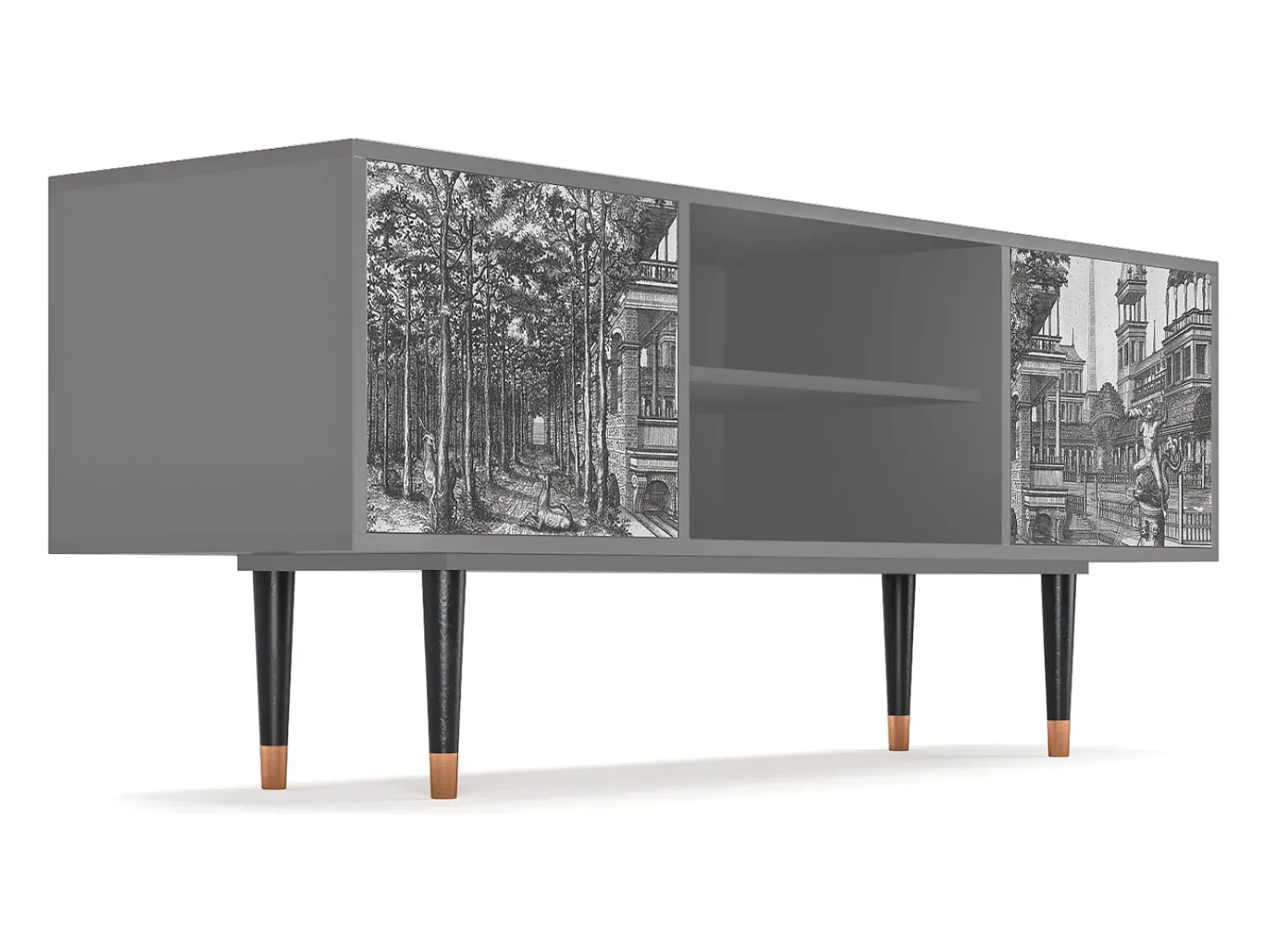 Discount Mueble de TV - 170х69х48 cm - T2 - View of the Piazza, Cinza Cinzento