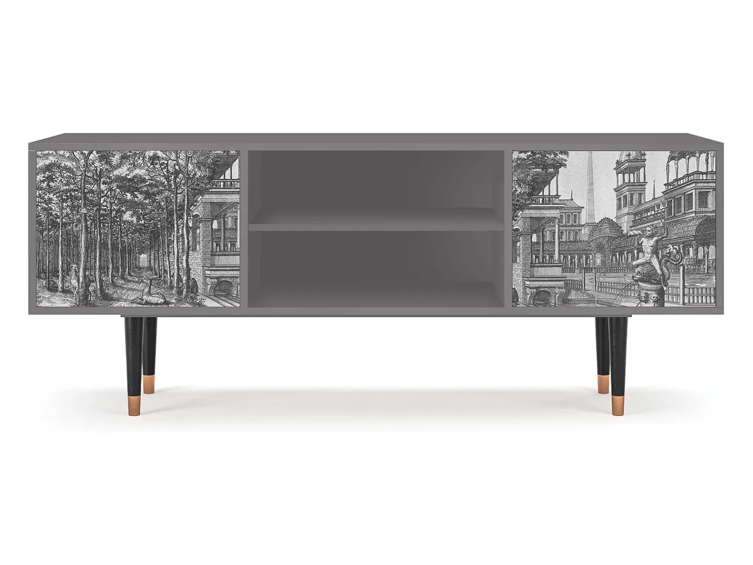 Discount Mueble de TV - 170х69х48 cm - T2 - View of the Piazza, Cinza Cinzento