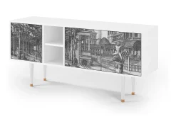 Mueble de TV - 150х69х41 cm - T5 - View of the Piazza, Branco^ Móvel De Tv