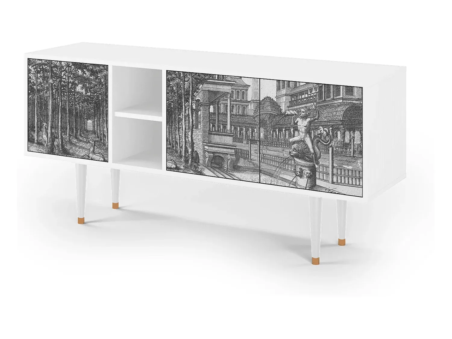 Mueble de TV - 150х69х41 cm - T5 - View of the Piazza, Branco^ Móvel De Tv