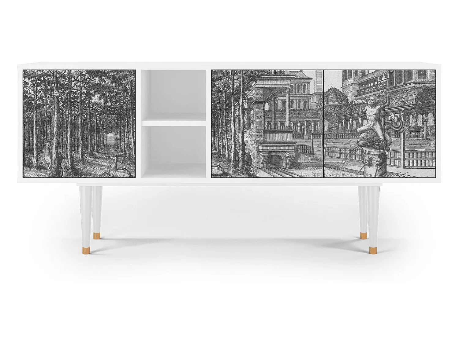 Mueble de TV - 150х69х41 cm - T5 - View of the Piazza, Branco^ Móvel De Tv