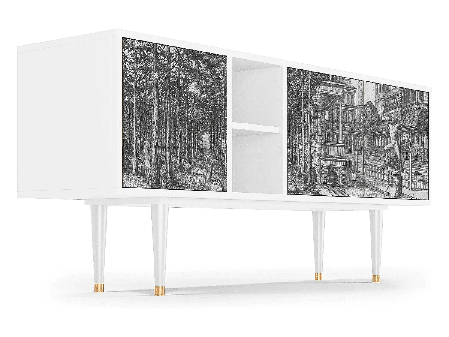 Mueble de TV - 150х69х41 cm - T5 - View of the Piazza, Branco^ Móvel De Tv