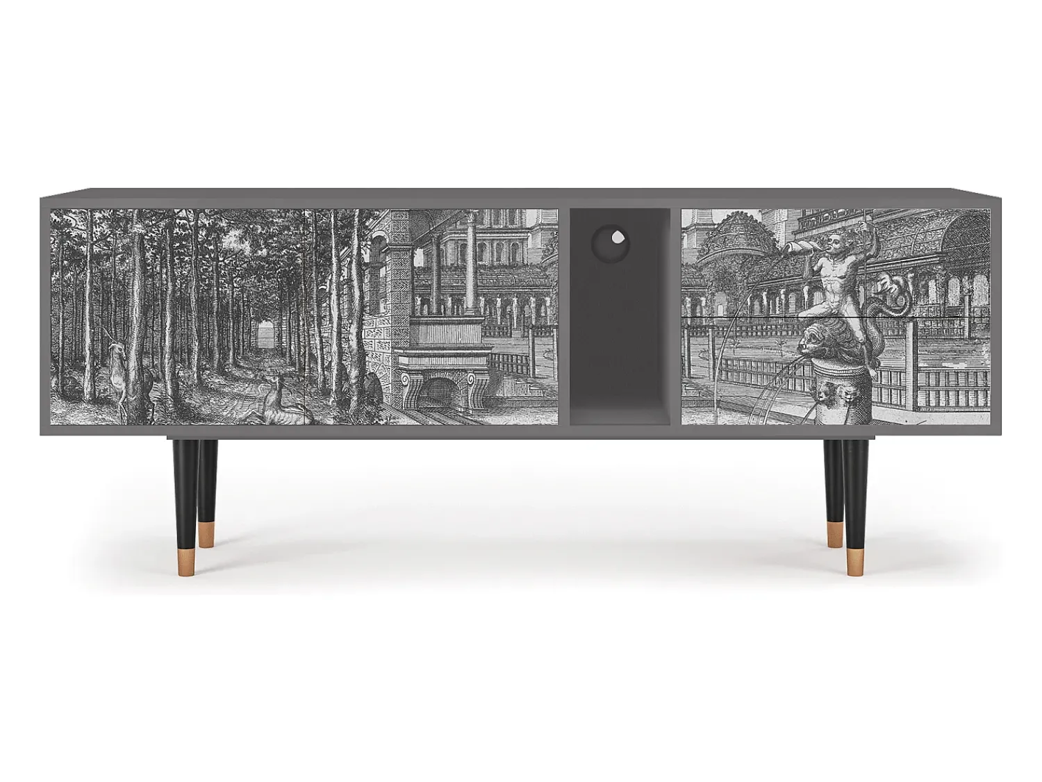 Móvel De Tv* Mueble de TV - 170х69х48 cm - T1 - View of the Piazza, Cinza Cinzento