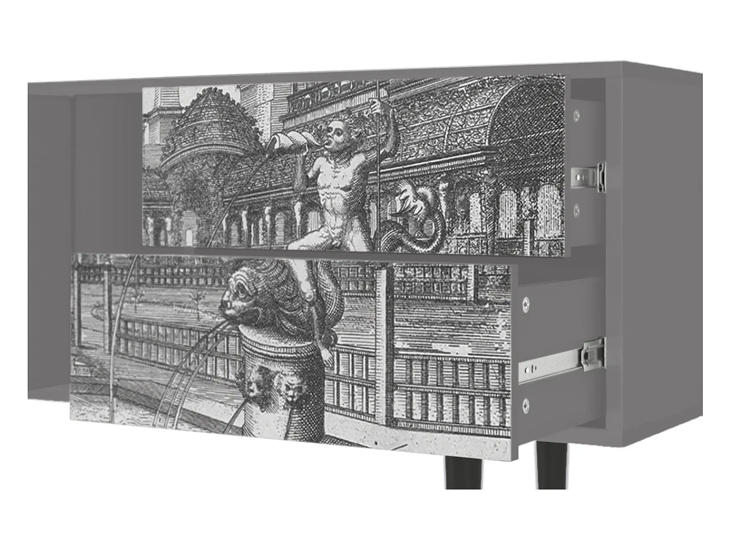 Móvel De Tv* Mueble de TV - 170х69х48 cm - T1 - View of the Piazza, Cinza Cinzento