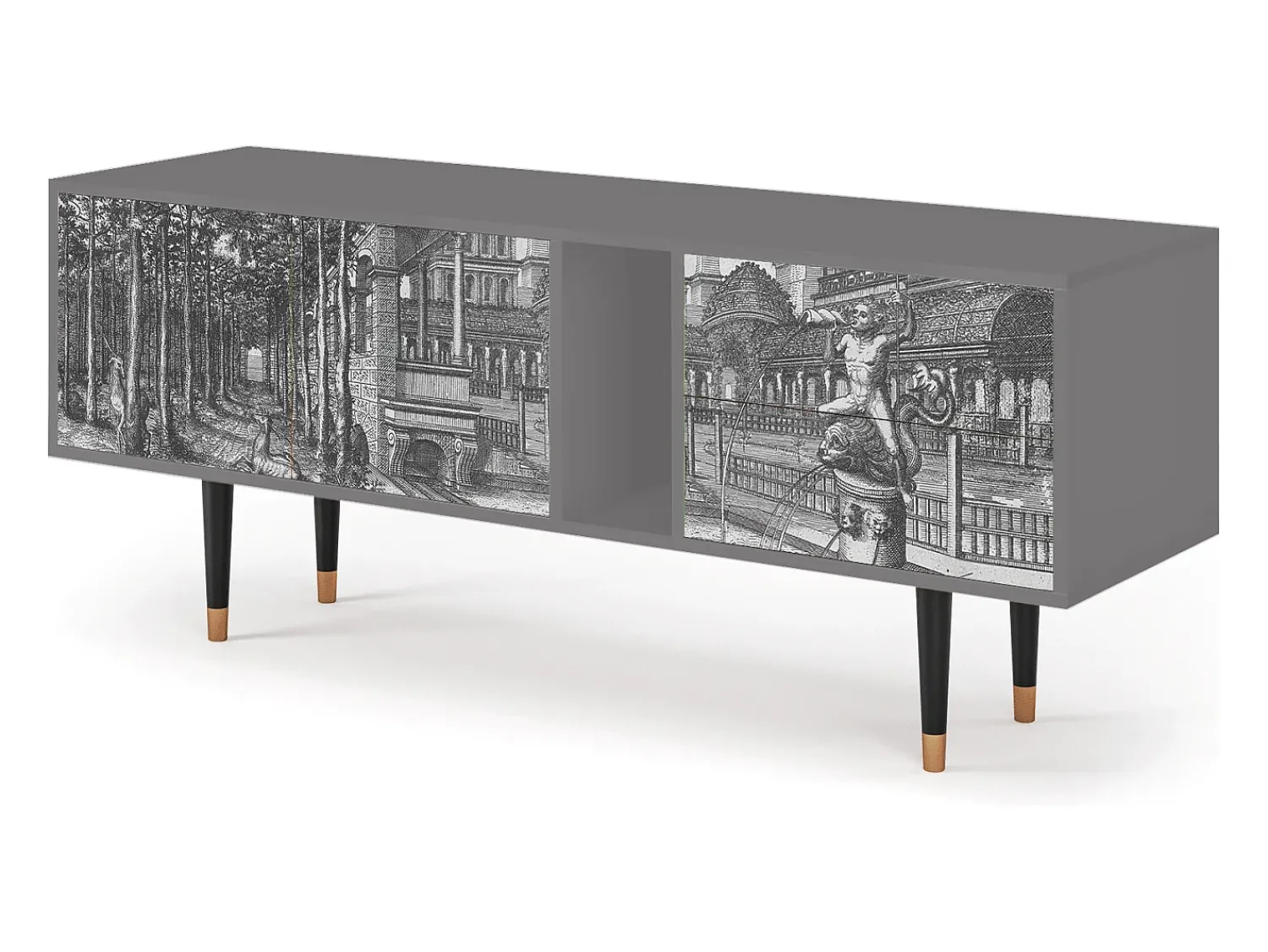 Móvel De Tv* Mueble de TV - 170х69х48 cm - T1 - View of the Piazza, Cinza Cinzento