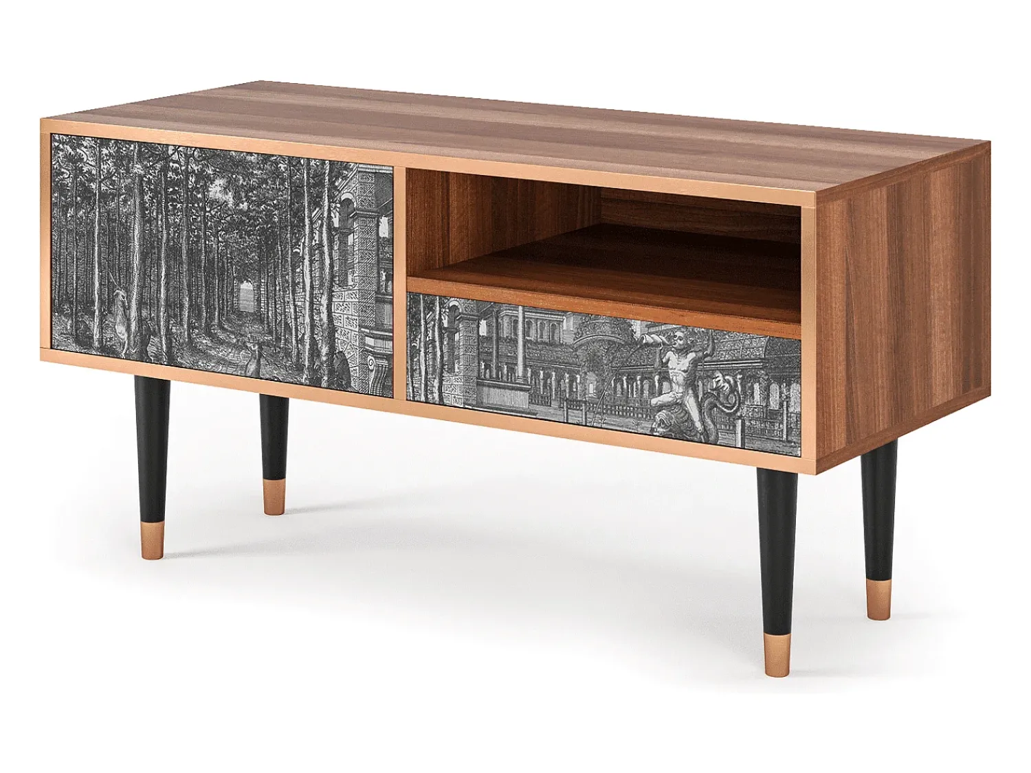 New Mueble de TV - 115х59х48 cm - T3 - View of the Piazza, Nogueira Castanho