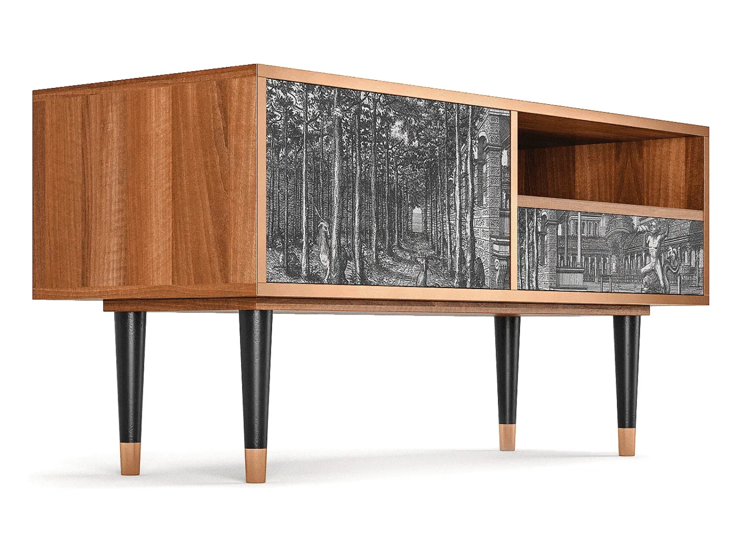 New Mueble de TV - 115х59х48 cm - T3 - View of the Piazza, Nogueira Castanho