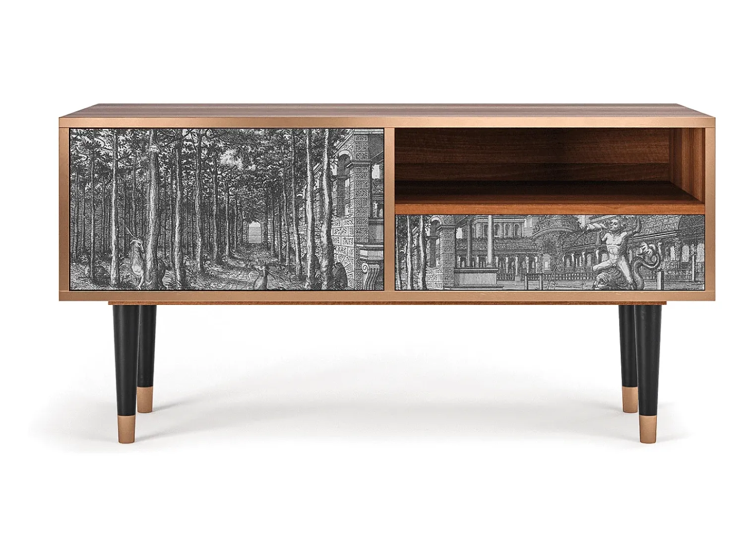 New Mueble de TV - 115х59х48 cm - T3 - View of the Piazza, Nogueira Castanho