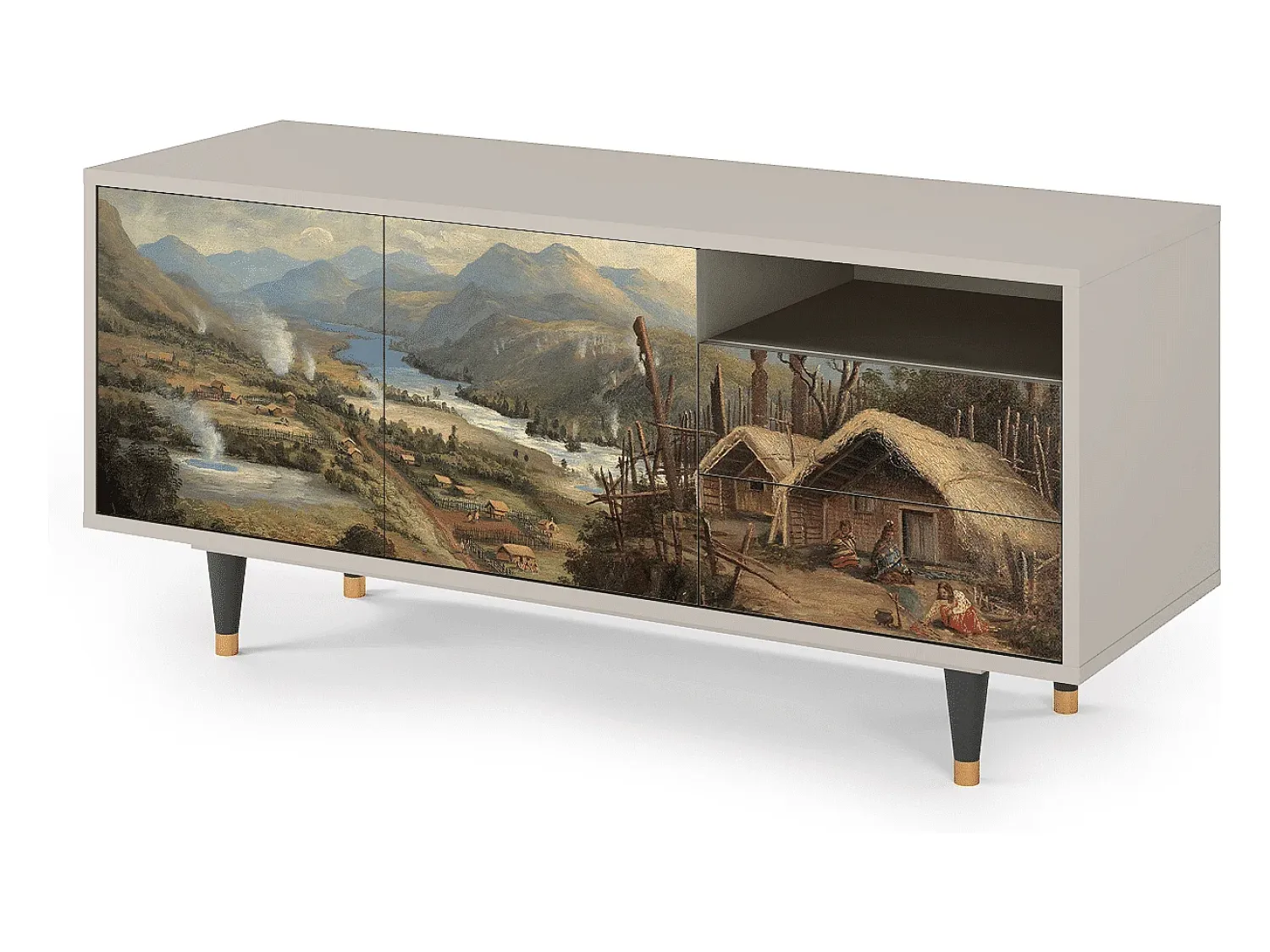 Mueble de TV - 125х56х41 cm - T7 - View Across the Plains , Areia^ Móvel De Tv