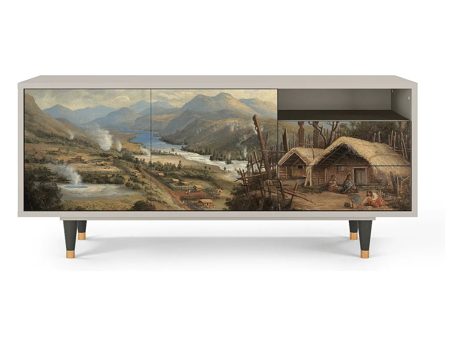 Mueble de TV - 125х56х41 cm - T7 - View Across the Plains , Areia^ Móvel De Tv