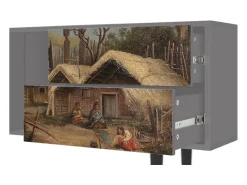 Hot Mueble de TV - 170х69х48 cm - T1 - View Across the Plains , Cinza Cinzento