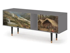 Hot Mueble de TV - 170х69х48 cm - T1 - View Across the Plains , Cinza Cinzento