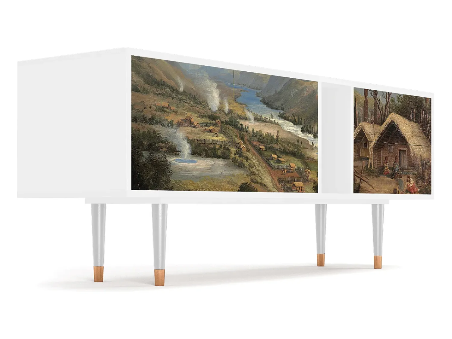Móvel De Tv* Mueble de TV - 170х69х48 cm - T1 - View Across the Plains , Branco Bege