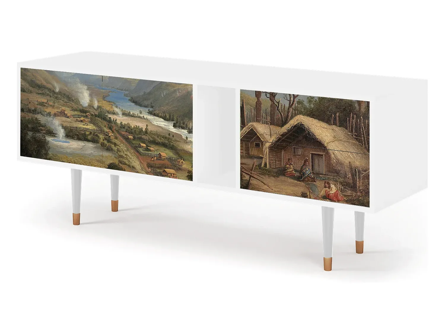 Móvel De Tv* Mueble de TV - 170х69х48 cm - T1 - View Across the Plains , Branco Bege