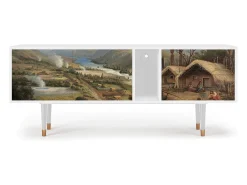 Móvel De Tv* Mueble de TV - 170х69х48 cm - T1 - View Across the Plains , Branco Bege