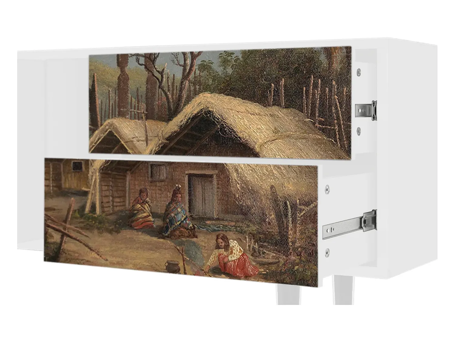Móvel De Tv* Mueble de TV - 170х69х48 cm - T1 - View Across the Plains , Branco Bege