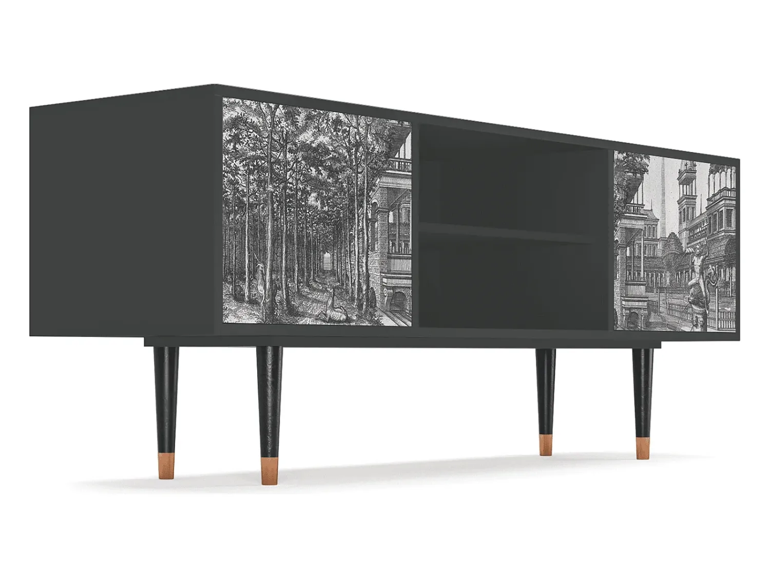 Discount Mueble de TV - 170х69х48 cm - T2 - View of the Piazza, Antracite Cinza antracite