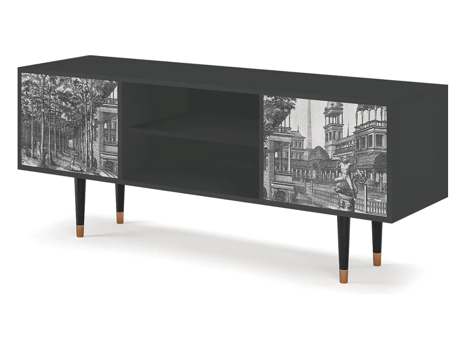 Discount Mueble de TV - 170х69х48 cm - T2 - View of the Piazza, Antracite Cinza antracite