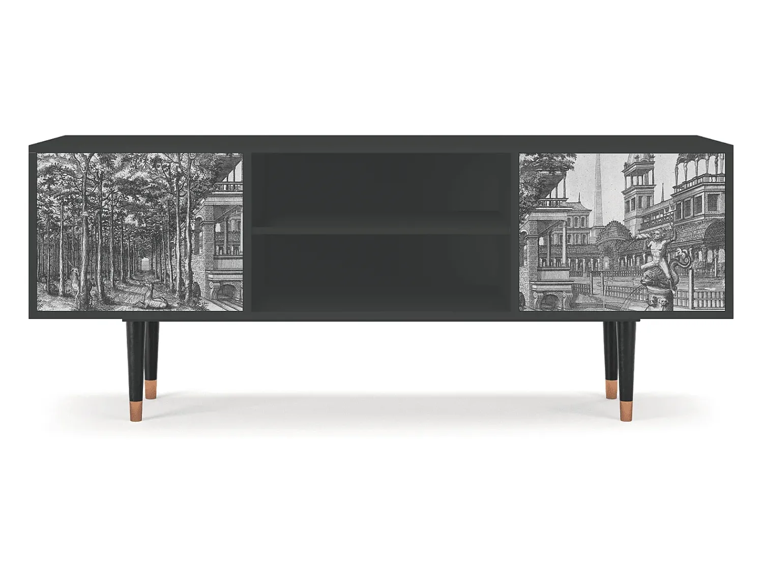 Discount Mueble de TV - 170х69х48 cm - T2 - View of the Piazza, Antracite Cinza antracite