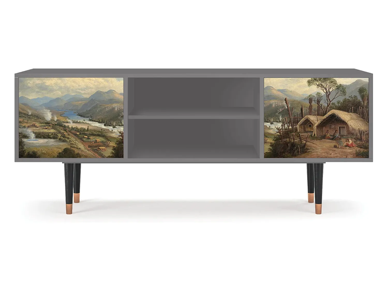 Móvel De Tv| Mueble de TV - 170х69х48 cm - T2 - View Across the Plains , Cinza Cinzento