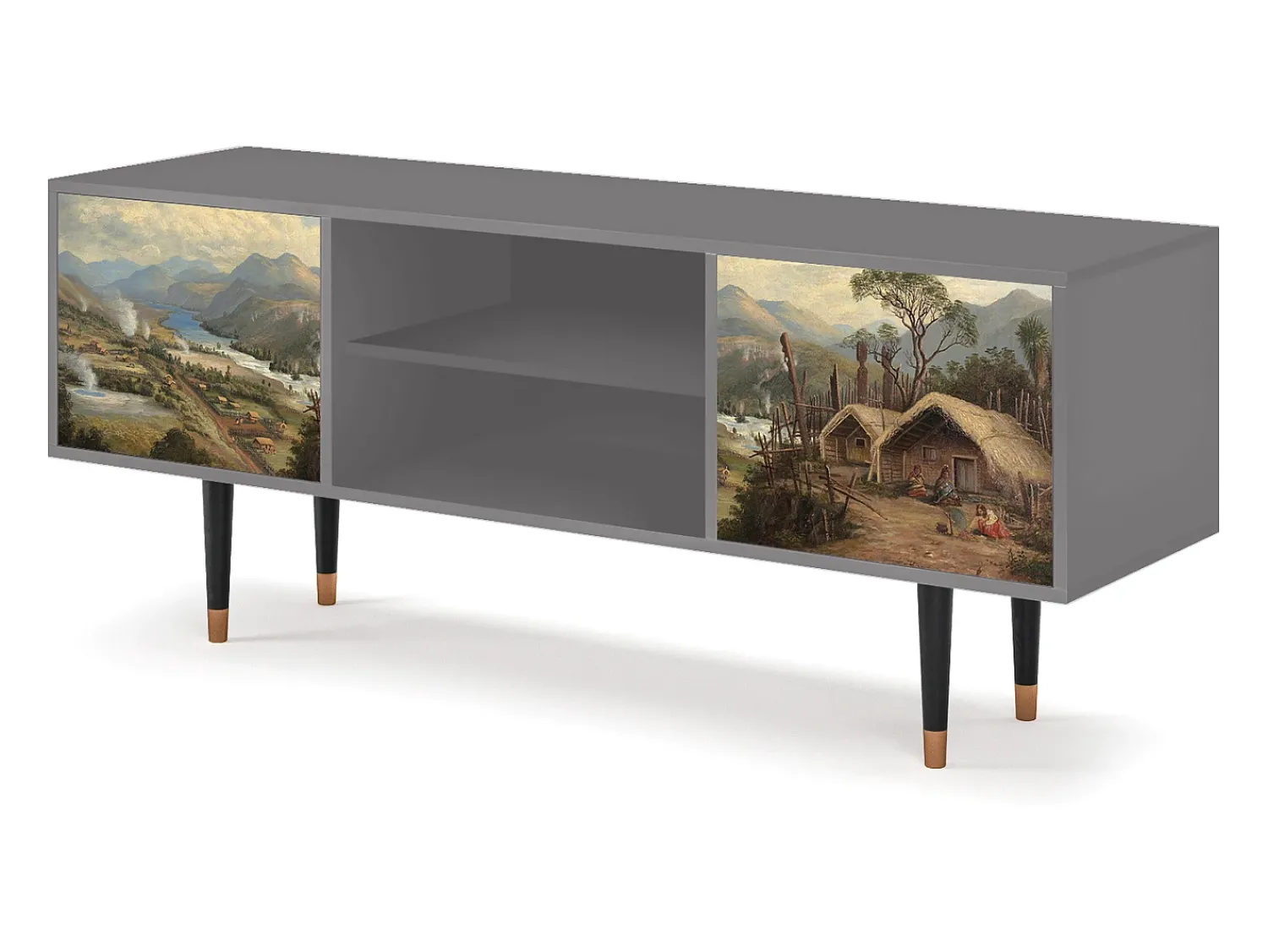 Móvel De Tv| Mueble de TV - 170х69х48 cm - T2 - View Across the Plains , Cinza Cinzento