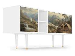 Móvel De Tv* Mueble de TV - 150х69х41 cm - T5 - View Across the Plains , Branco Bege
